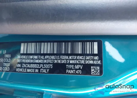 2020 Jeep Renegade Latitude 4X4 из США, поврежденный, VIN ZACNJBBB2LPL50075